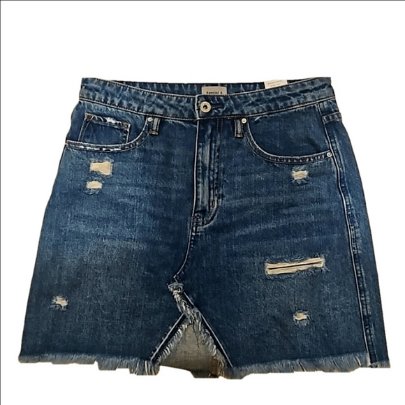 Special A Distressed Denim Mini Skirt | 100% Cotton | NWT | Medium - Picture 2 of 9